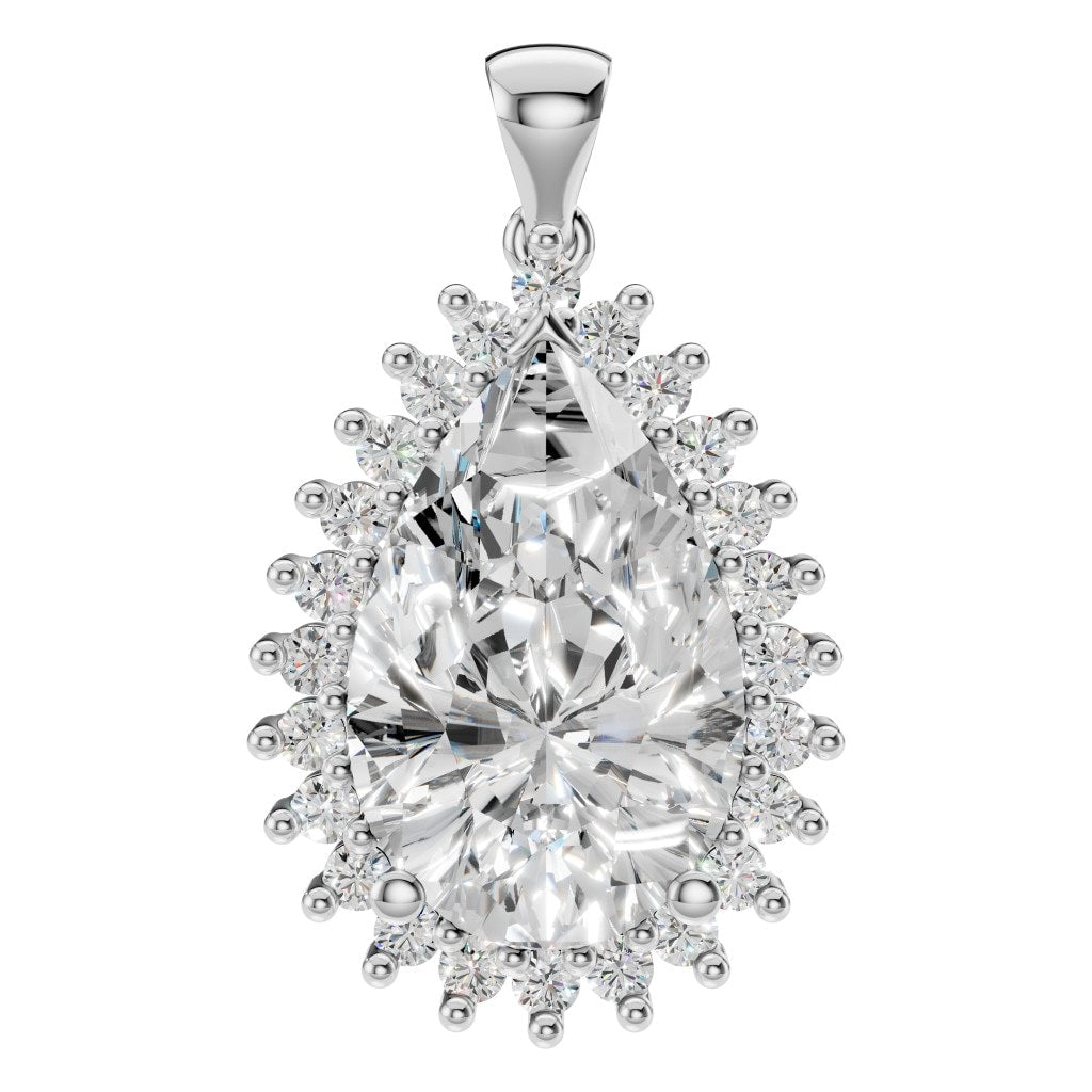 THE ZIOR PE-5895 Pear Split Shank Halo – Weißgold mit Diamantbesatz
