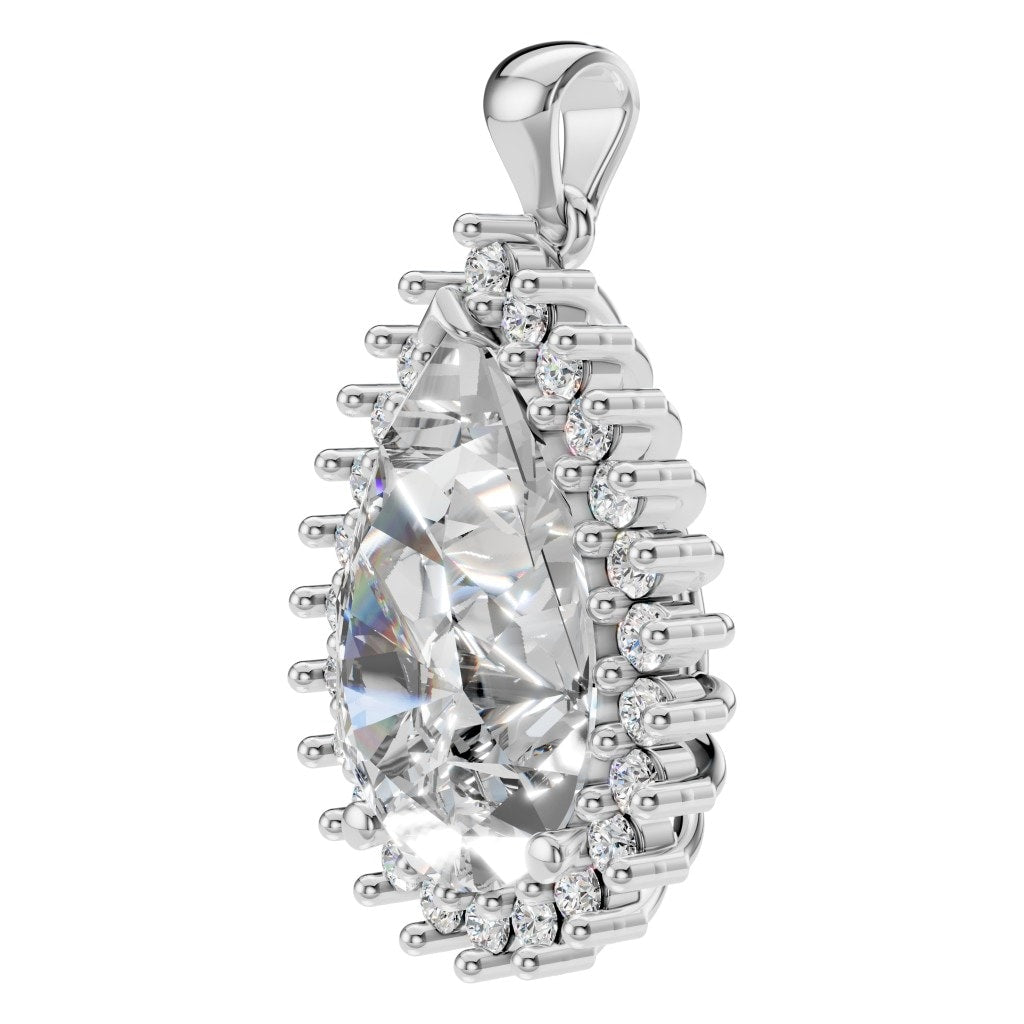 THE ZIOR PE-5895 Pear Split Shank Halo – Weißgold mit Diamantbesatz