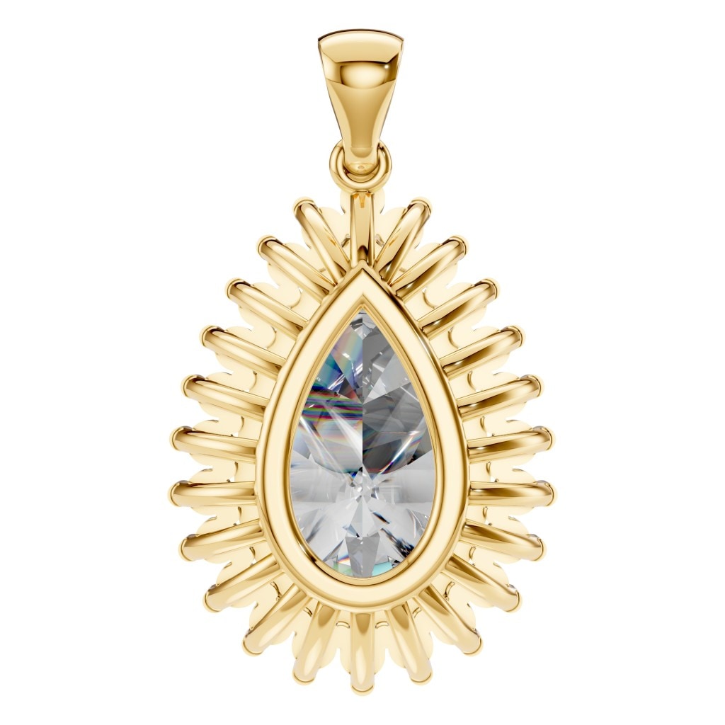 THE ZIOR PE-5895 Pear Split Shank Halo – Gelbgold mit Diamantbesatz