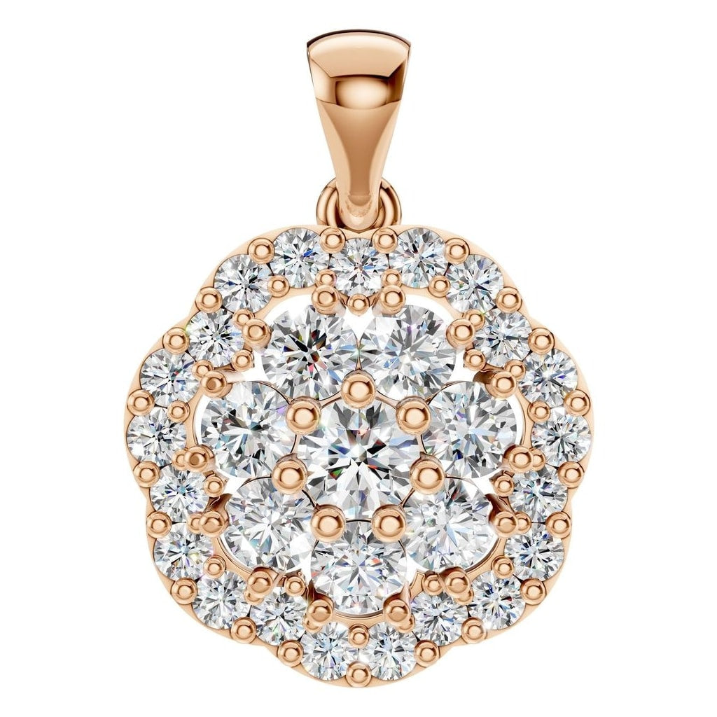THE ZIOR PE-7689 Round Cluster – Roségold mit Diamantbesatz