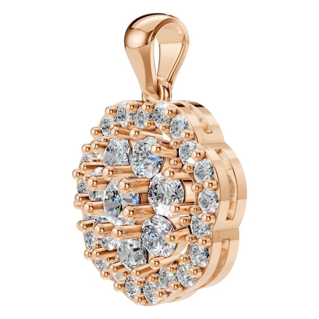 THE ZIOR PE-7689 Round Cluster – Roségold mit Diamantbesatz