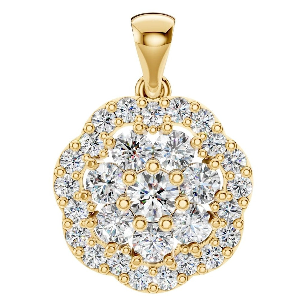 THE ZIOR PE-7689 Round Cluster – Gelbgold mit Diamantbesatz