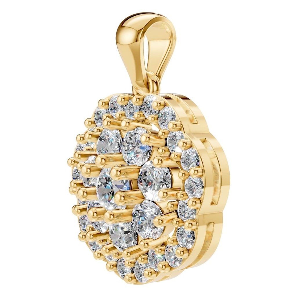 THE ZIOR PE-7689 Round Cluster – Gelbgold mit Diamantbesatz