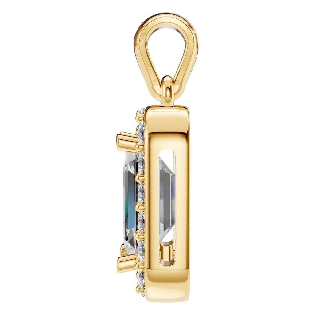THE ZIOR PE-8165 Emerald Halo – Gelbgold mit Diamantbesatz