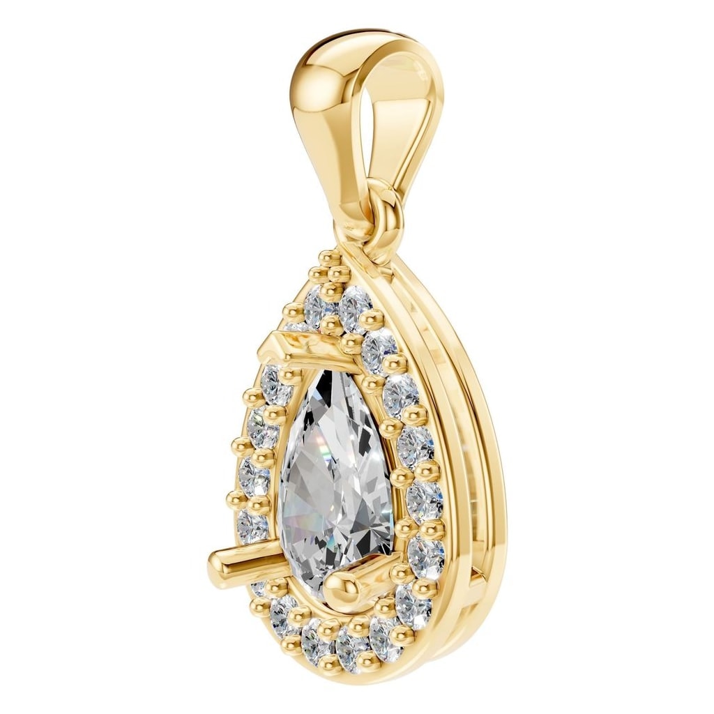 THE ZIOR PE-8165 Pear Halo – Gelbgold mit Diamantbesatz