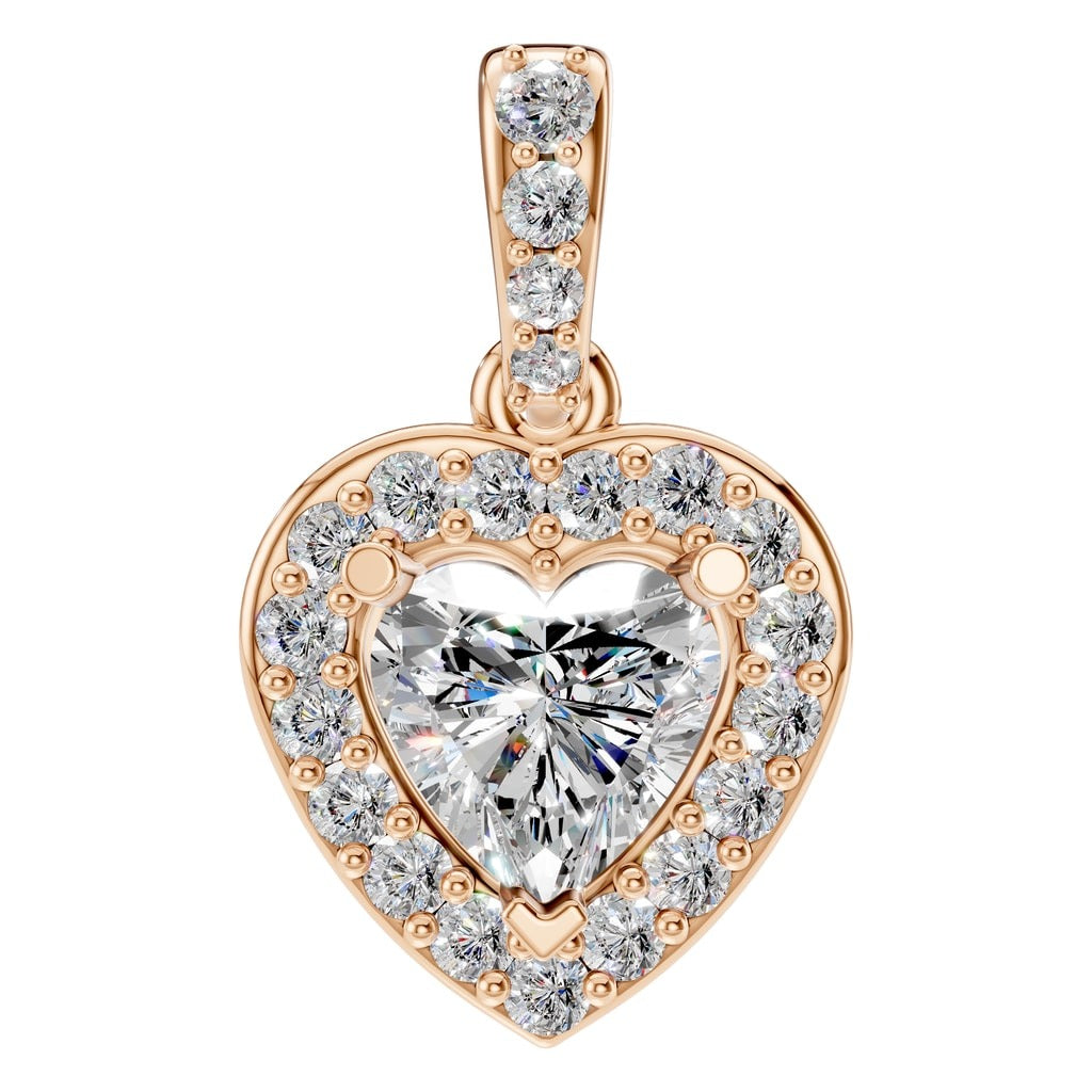 THE ZIOR PE-8248 Heart Accented Halo – Roségold mit Diamantbesatz
