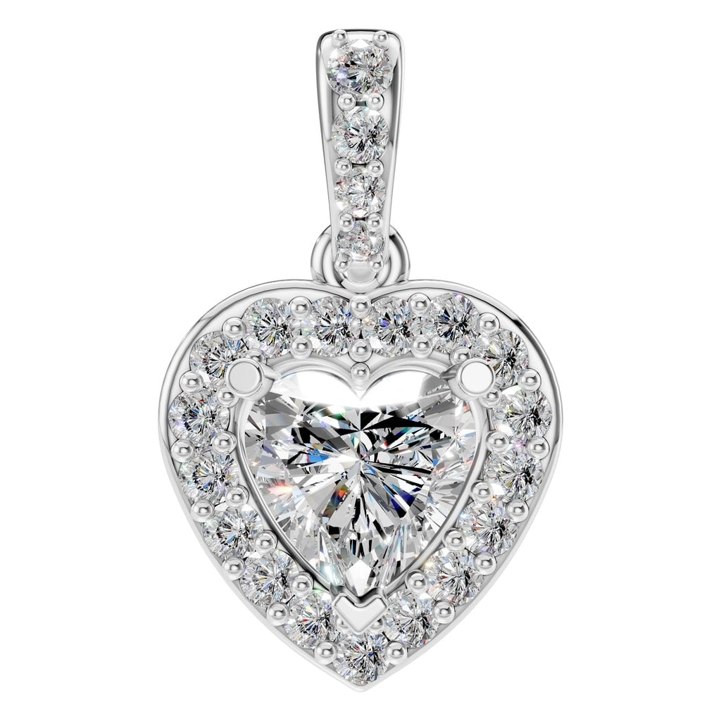THE ZIOR PE-8248 Heart Accented Halo – Weißgold mit Diamantbesatz