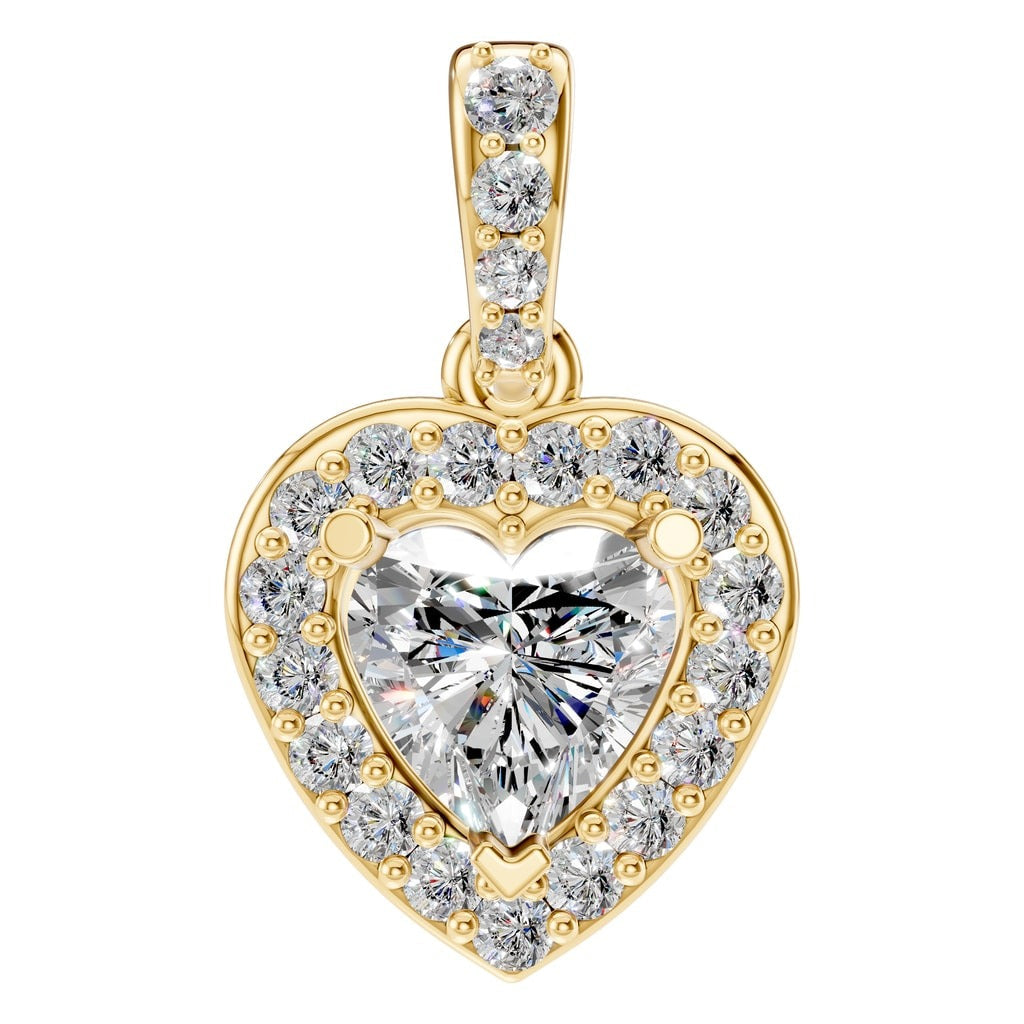 THE ZIOR PE-8248 Heart Accented Halo – Gelbgold mit Diamantbesatz