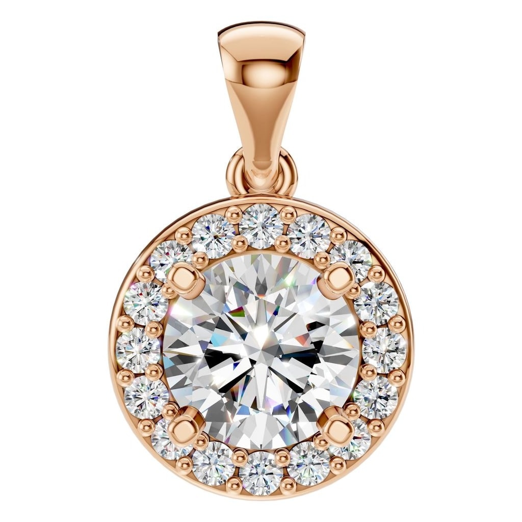 THE ZIOR PE-8623 Round Halo – Roségold mit Diamantbesatz