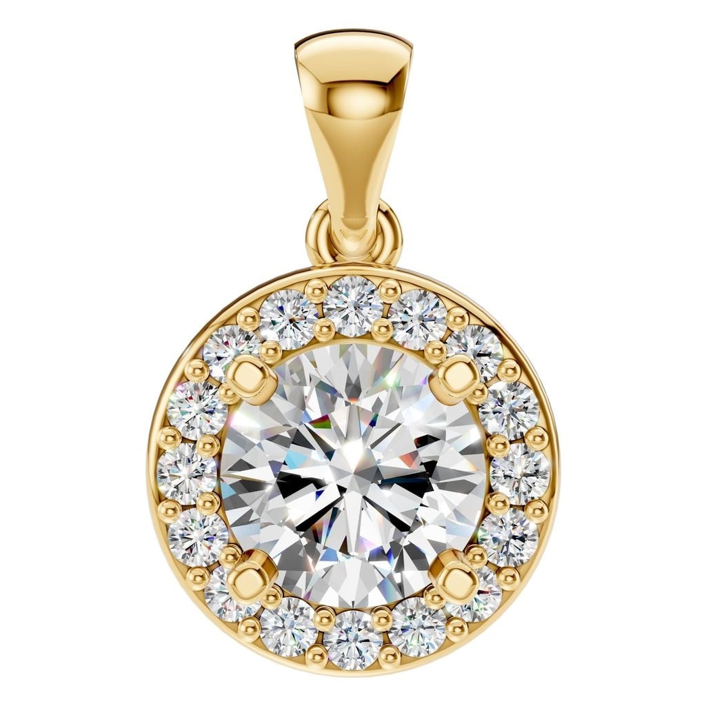 THE ZIOR PE-8623 Round Halo – Gelbgold mit Diamantbesatz