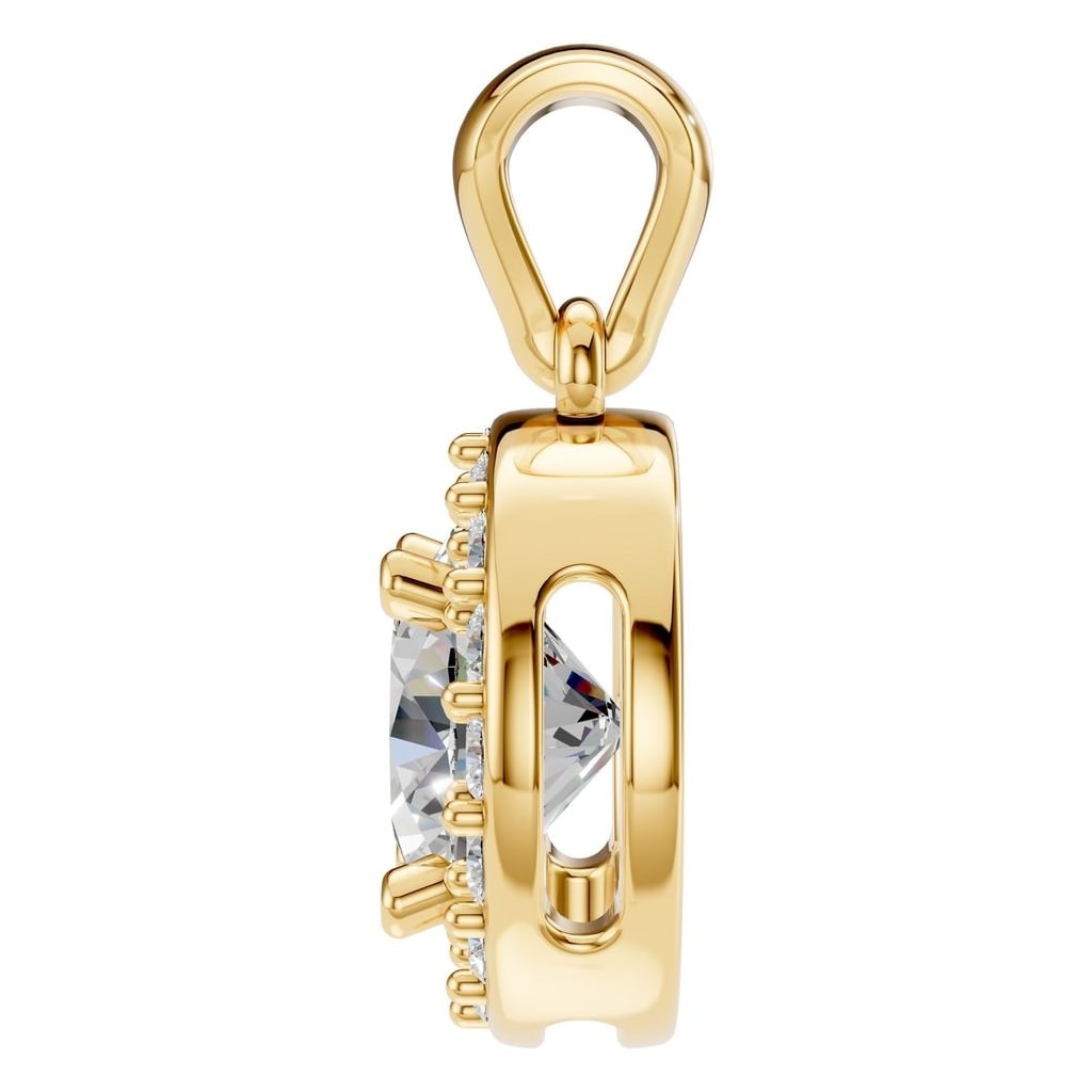 THE ZIOR PE-8623 Round Halo – Gelbgold mit Diamantbesatz