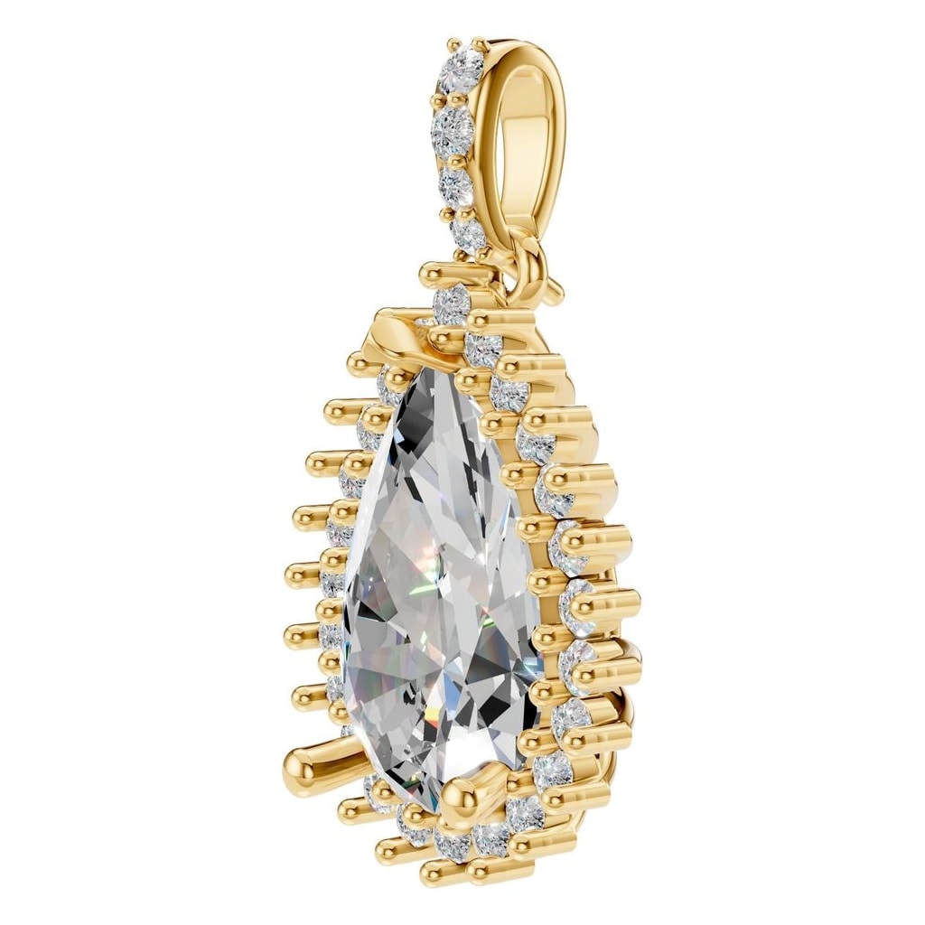 THE ZIOR PE-8683 Pear Halo – Gelbgold mit Diamantbesatz