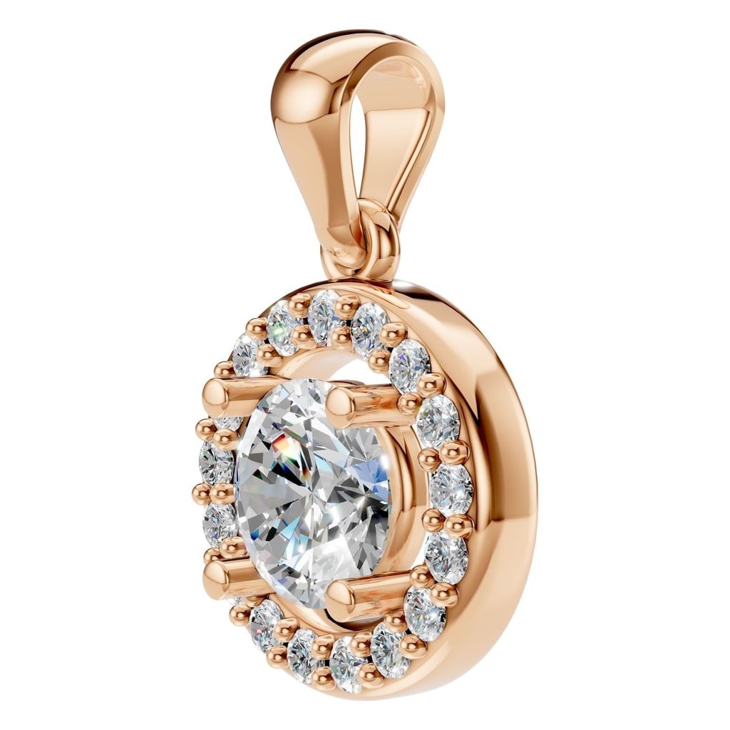 THE ZIOR PE-8896 Round Halo – Roségold mit Diamantbesatz