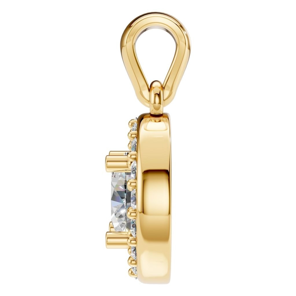 THE ZIOR PE-8896 Round Halo – Gelbgold mit Diamantbesatz