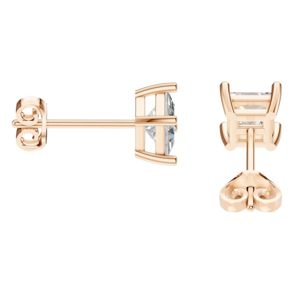 THE ZIOR EA-3278 – Princess-Schliff, Roségold, Seitenansicht, Designvisualisierung mit Steinbesatz
