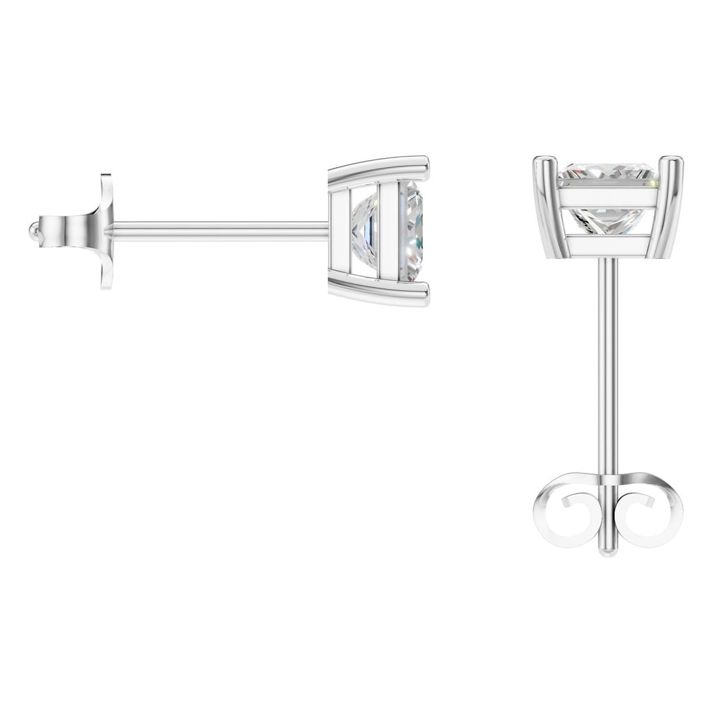 THE ZIOR EA-3278 – Princess-Schliff, Weißgold, Rückansicht, Designvisualisierung mit Steinbesatz