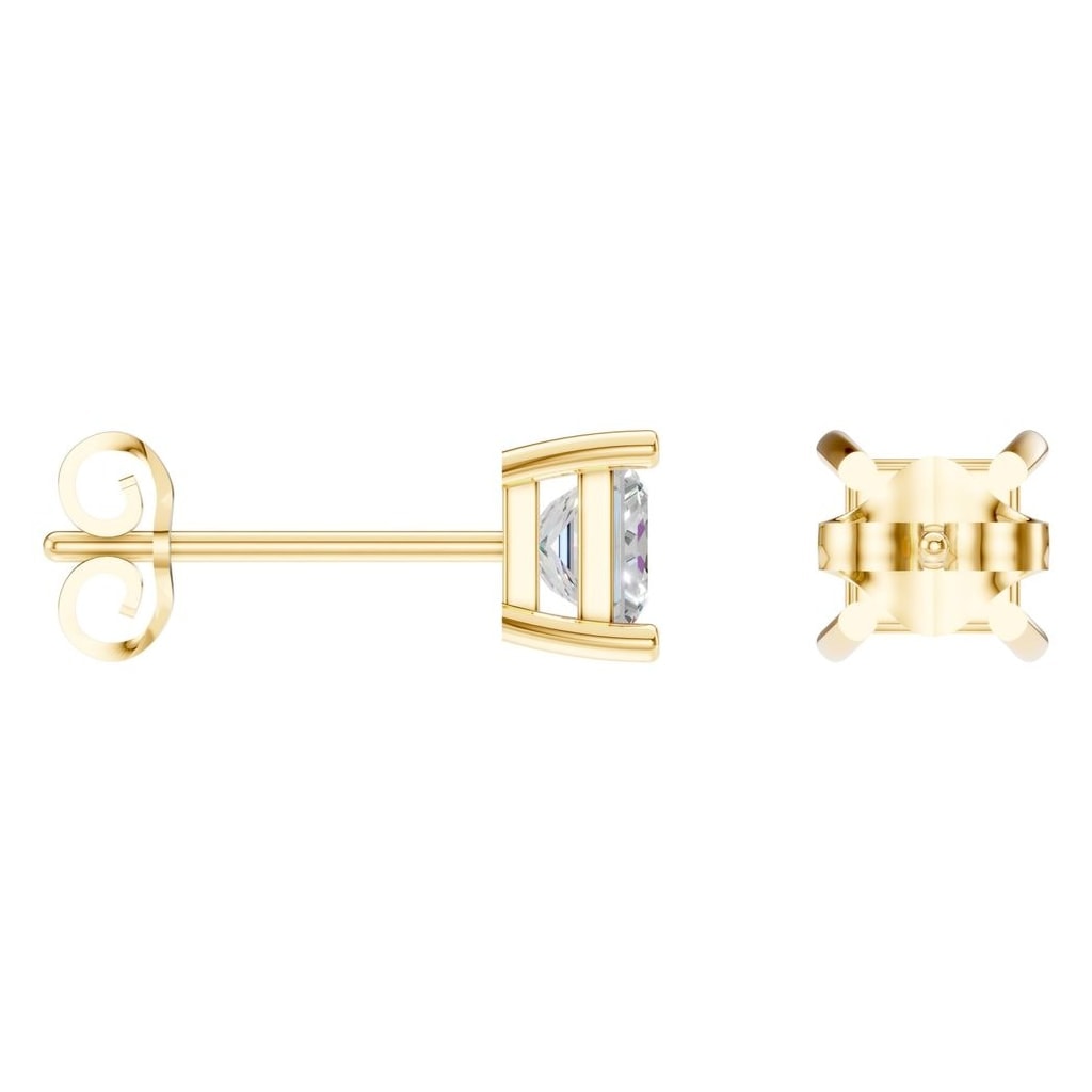 THE ZIOR EA-3278 – Princess-Schliff, Gelbgold, Schrägansicht, Designvisualisierung mit Steinbesatz