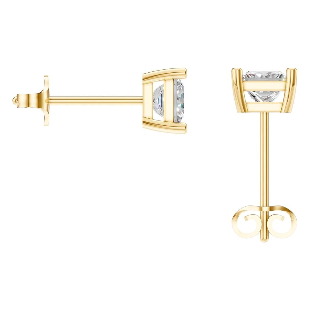THE ZIOR EA-3278 – Princess-Schliff, Gelbgold, Rückansicht, Designvisualisierung mit Steinbesatz