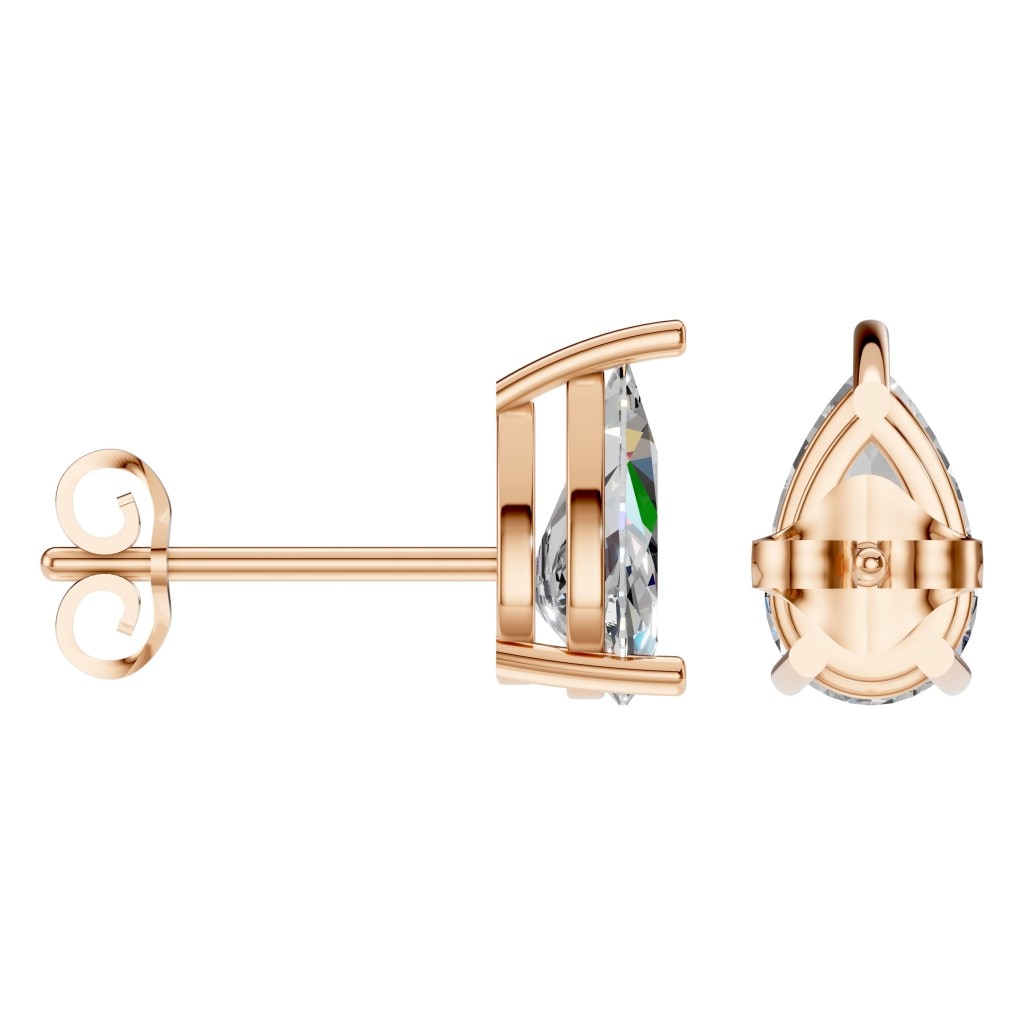 THE ZIOR EA-4291 – Tropfenschliff, Roségold, Schrägansicht, Designvisualisierung mit Steinbesatz
