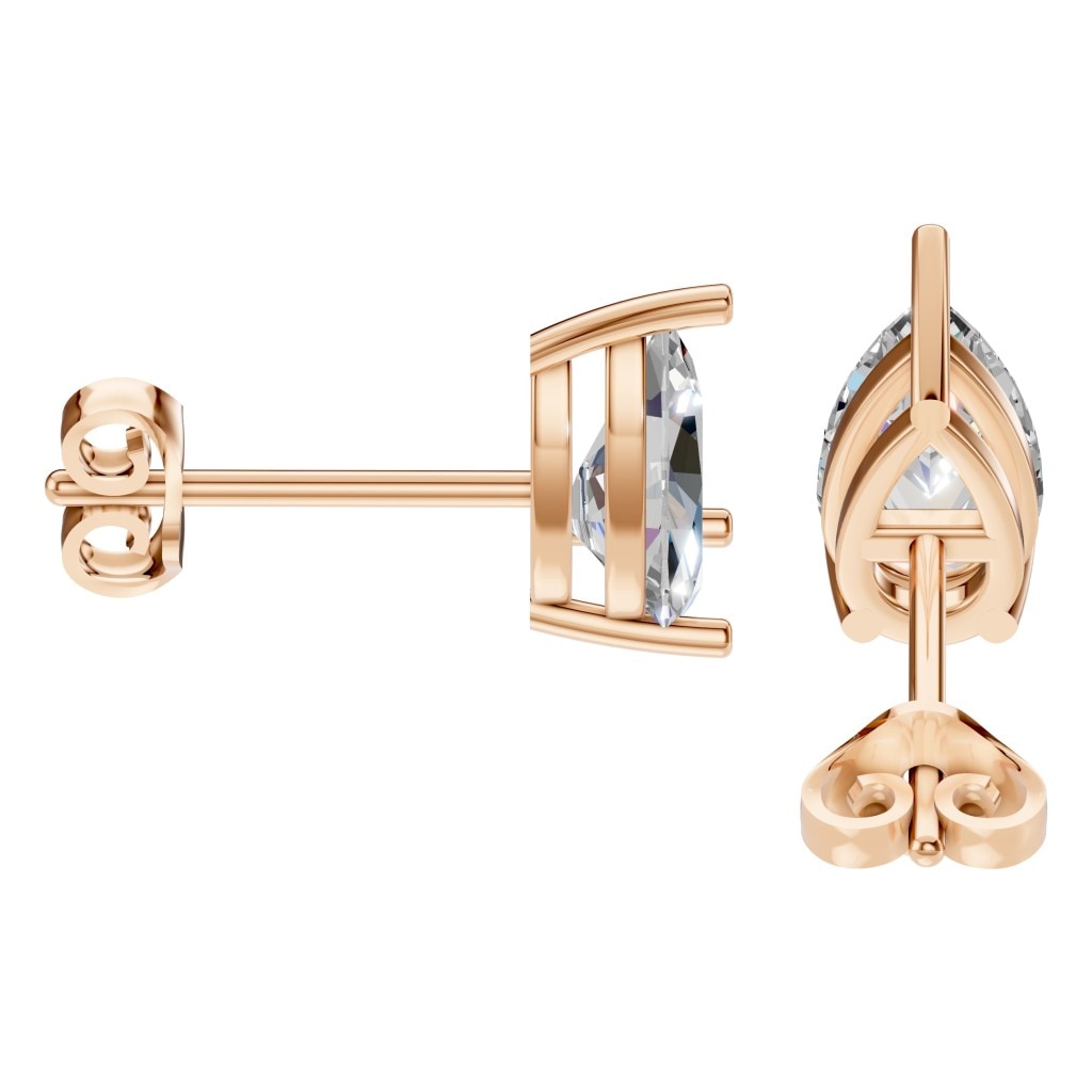 THE ZIOR EA-4291 – Tropfenschliff, Roségold, Seitenansicht, Designvisualisierung mit Steinbesatz