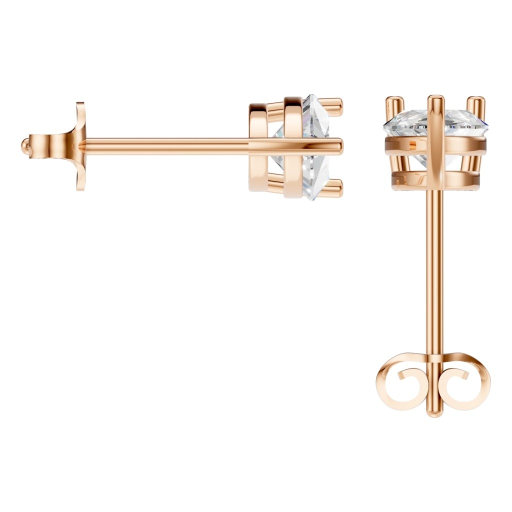 THE ZIOR EA-4291 – Tropfenschliff, Roségold, Rückansicht, Designvisualisierung mit Steinbesatz