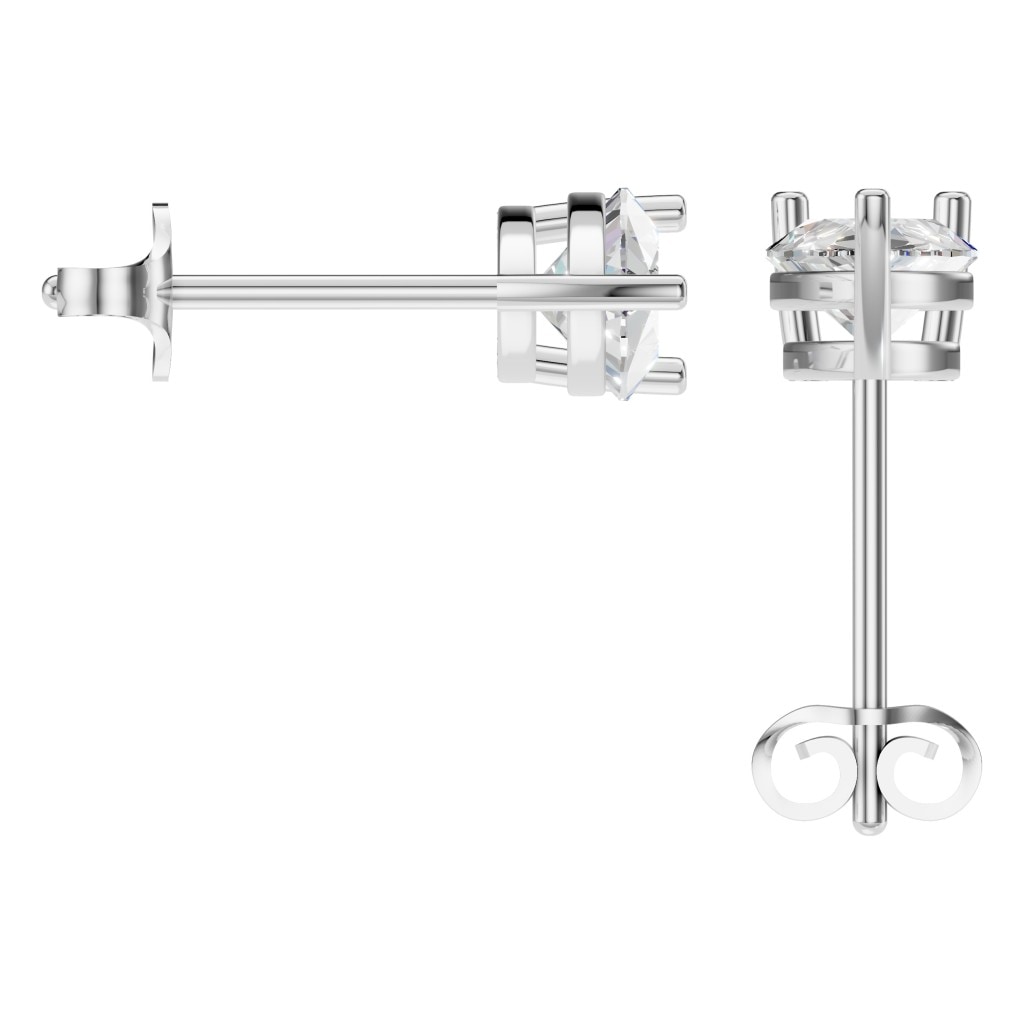 THE ZIOR EA-4291 – Tropfenschliff, Weißgold, Rückansicht, Designvisualisierung mit Steinbesatz