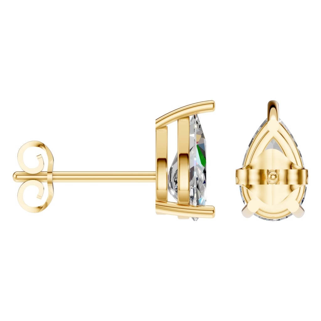 THE ZIOR EA-4291 – Tropfenschliff, Gelbgold, Schrägansicht, Designvisualisierung mit Steinbesatz