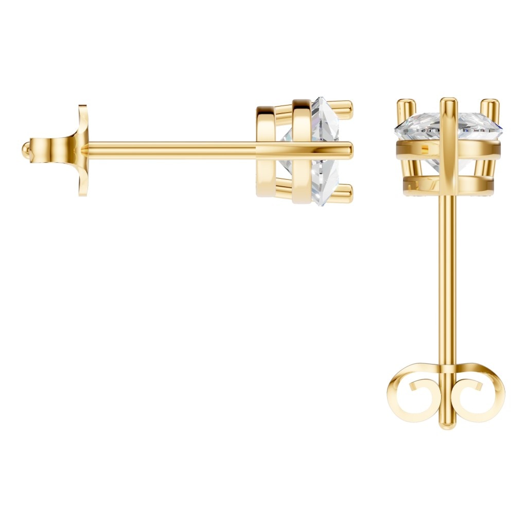 THE ZIOR EA-4291 – Tropfenschliff, Gelbgold, Rückansicht, Designvisualisierung mit Steinbesatz