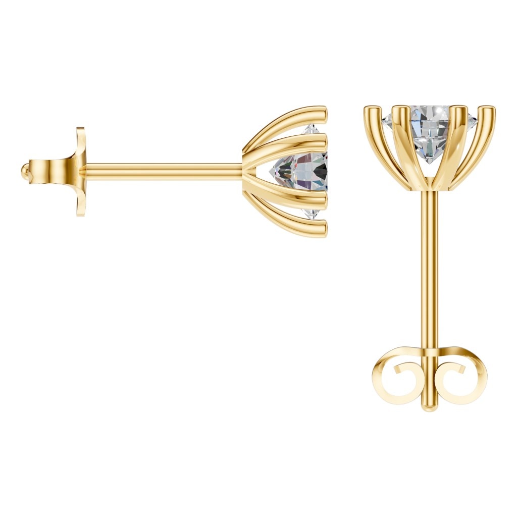 THE ZIOR EA-4293 – Brillantschliff, Gelbgold, Rückansicht, Designvisualisierung mit Steinbesatz