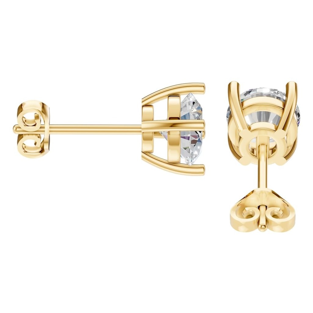 THE ZIOR EA-6465 – Brillantschliff, Gelbgold, Seitenansicht, Designvisualisierung mit Steinbesatz