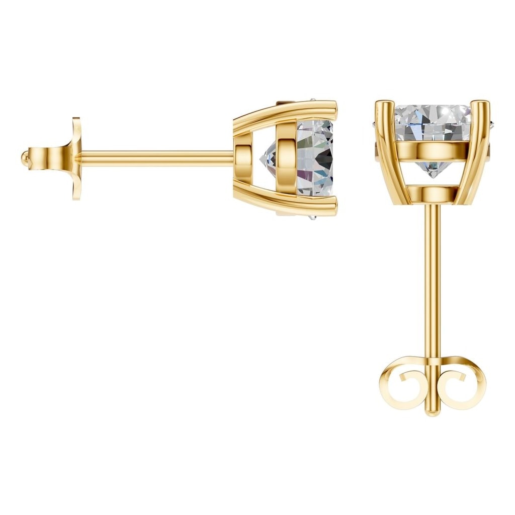THE ZIOR EA-6465 – Brillantschliff, Gelbgold, Rückansicht, Designvisualisierung mit Steinbesatz