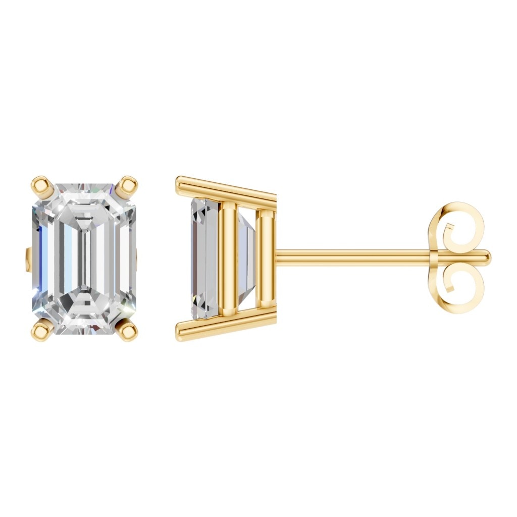 THE ZIOR EA-7845 – Smaragdschliff, Gelbgold, Hauptansicht, Designvisualisierung mit Steinbesatz