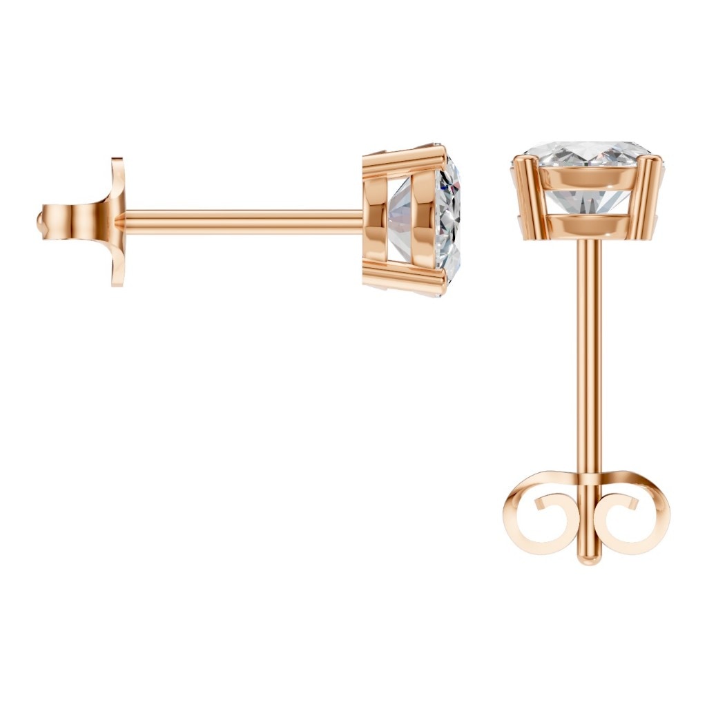 THE ZIOR EA-8196 – Ovalschliff, Roségold, Rückansicht, Designvisualisierung mit Steinbesatz