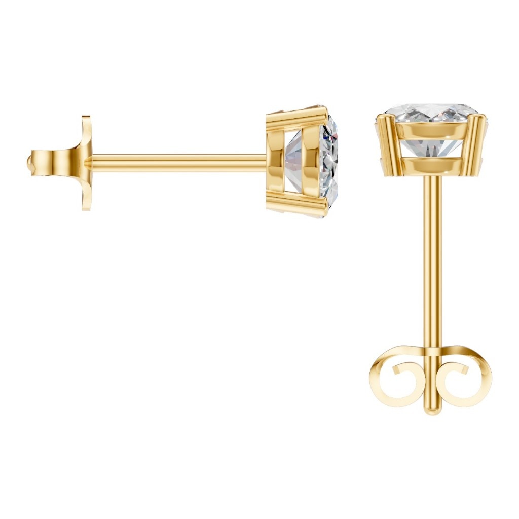THE ZIOR EA-8196 – Ovalschliff, Gelbgold, Rückansicht, Designvisualisierung mit Steinbesatz
