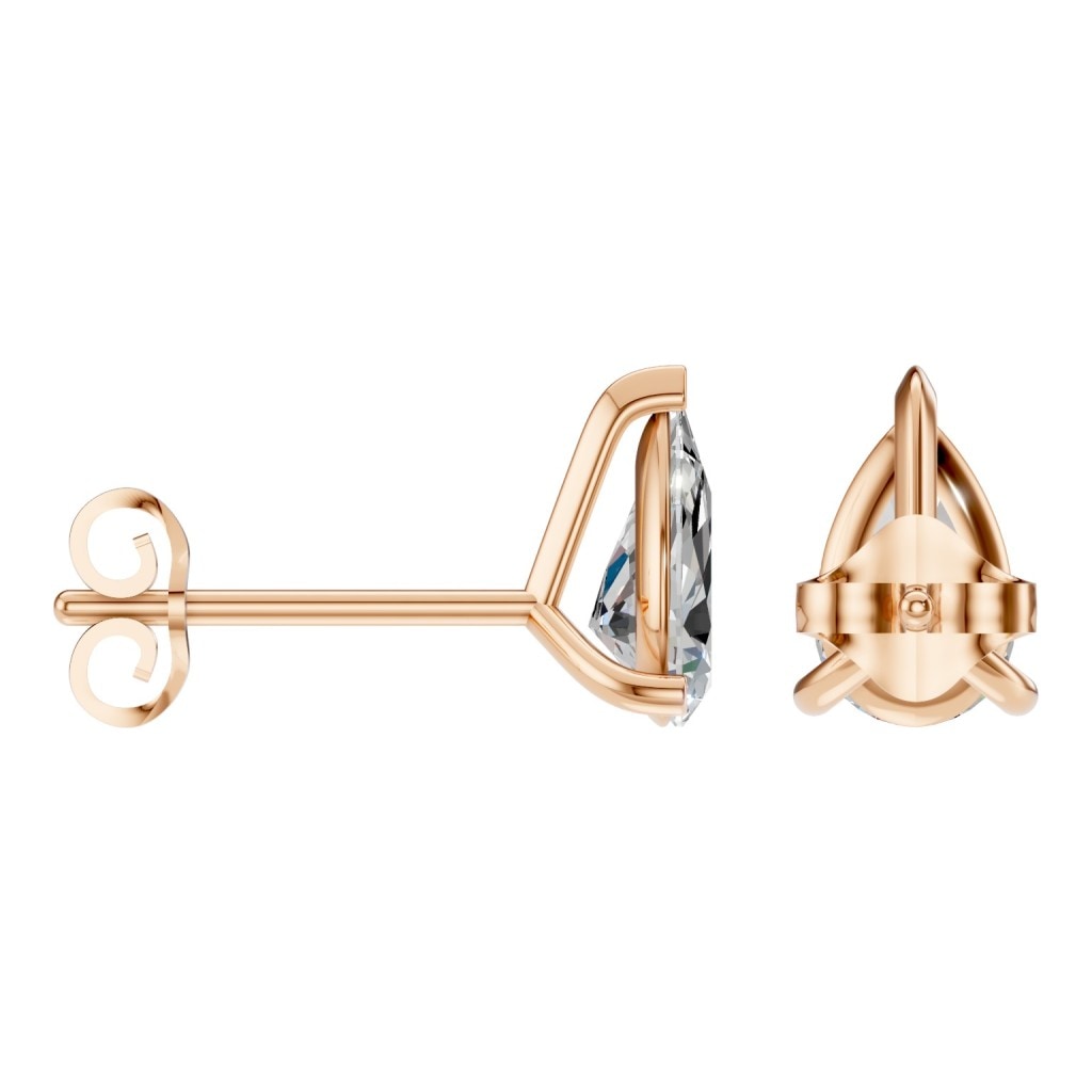 THE ZIOR EA-8975 – Tropfenschliff, Roségold, Schrägansicht, Designvisualisierung mit Steinbesatz