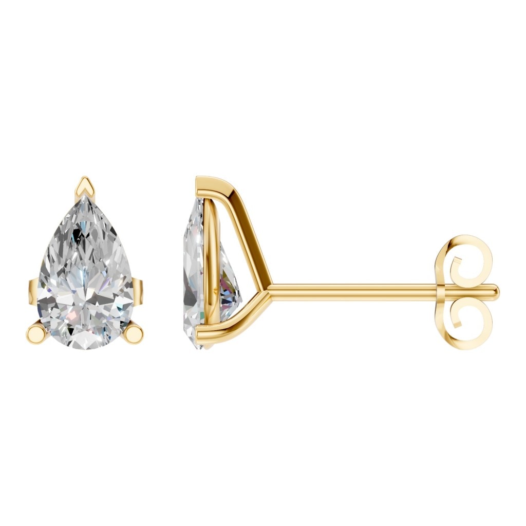 THE ZIOR EA-8975 – Tropfenschliff, Gelbgold, Hauptansicht, Designvisualisierung mit Steinbesatz
