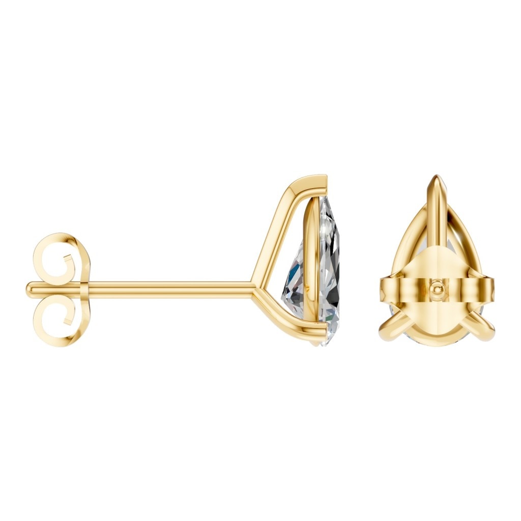 THE ZIOR EA-8975 – Tropfenschliff, Gelbgold, Schrägansicht, Designvisualisierung mit Steinbesatz