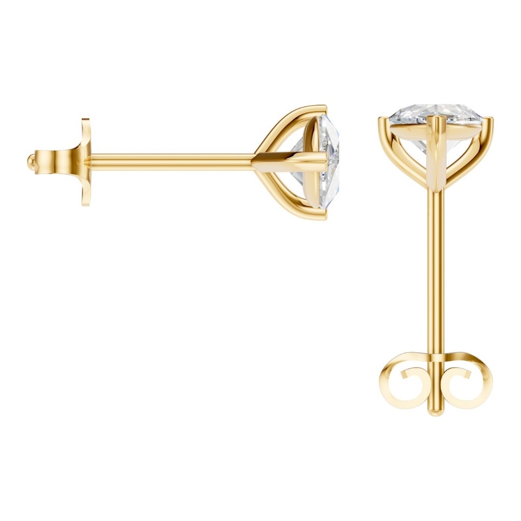 THE ZIOR EA-8975 – Tropfenschliff, Gelbgold, Rückansicht, Designvisualisierung mit Steinbesatz