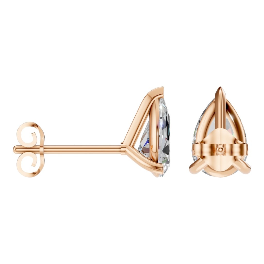 THE ZIOR EA-8975 – Tropfenschliff, Roségold, Schrägansicht, Designvisualisierung mit Steinbesatz