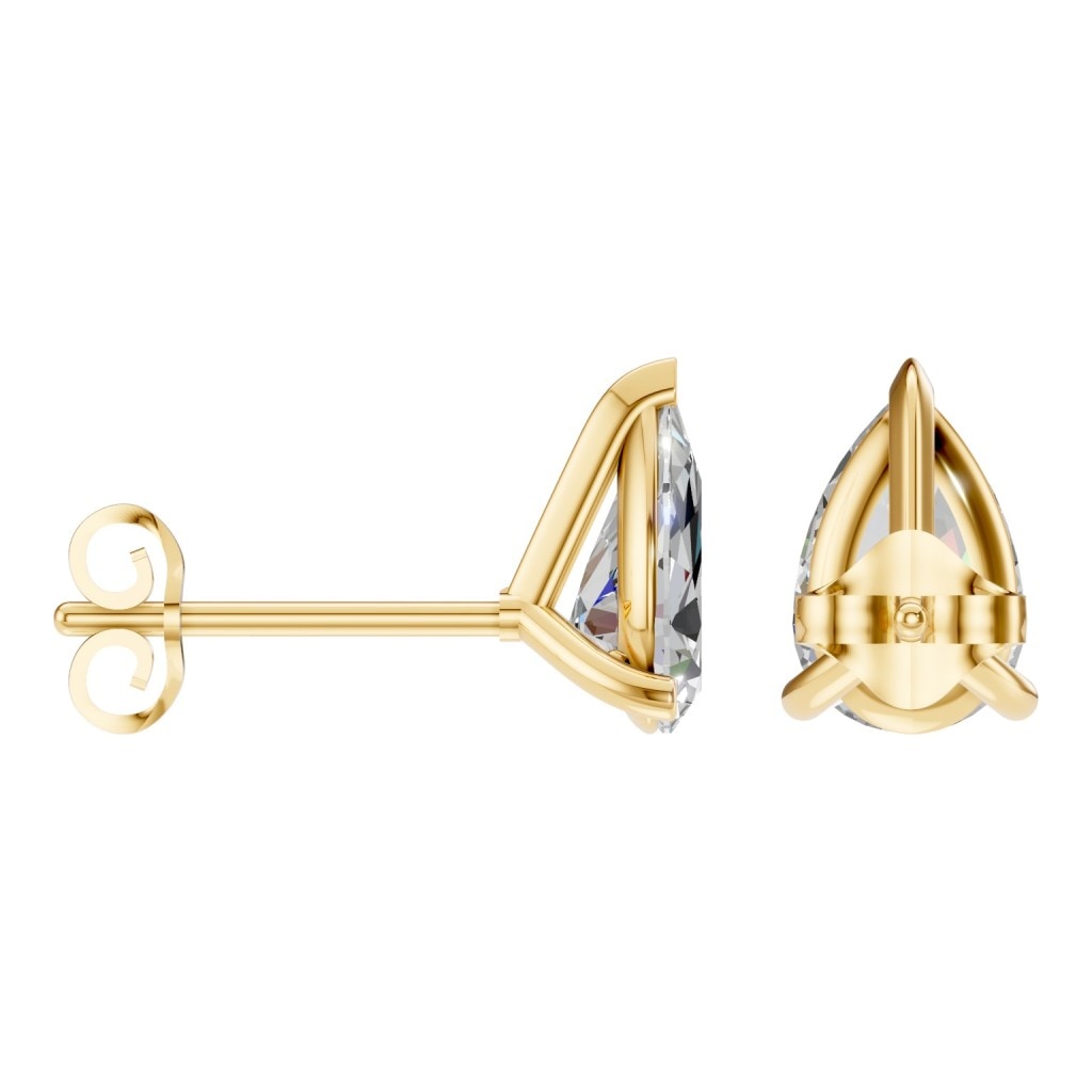THE ZIOR EA-8975 – Tropfenschliff, Gelbgold, Schrägansicht, Designvisualisierung mit Steinbesatz