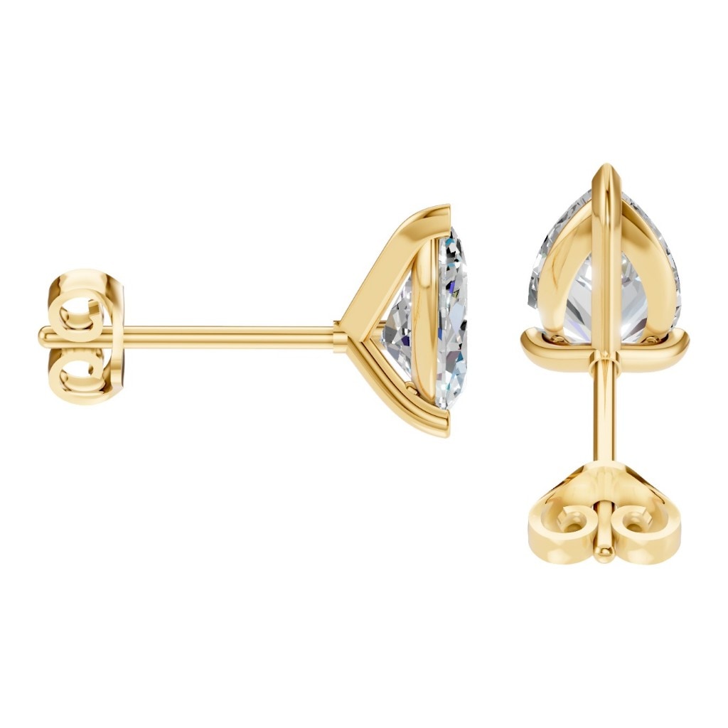THE ZIOR EA-8975 – Tropfenschliff, Gelbgold, Seitenansicht, Designvisualisierung mit Steinbesatz