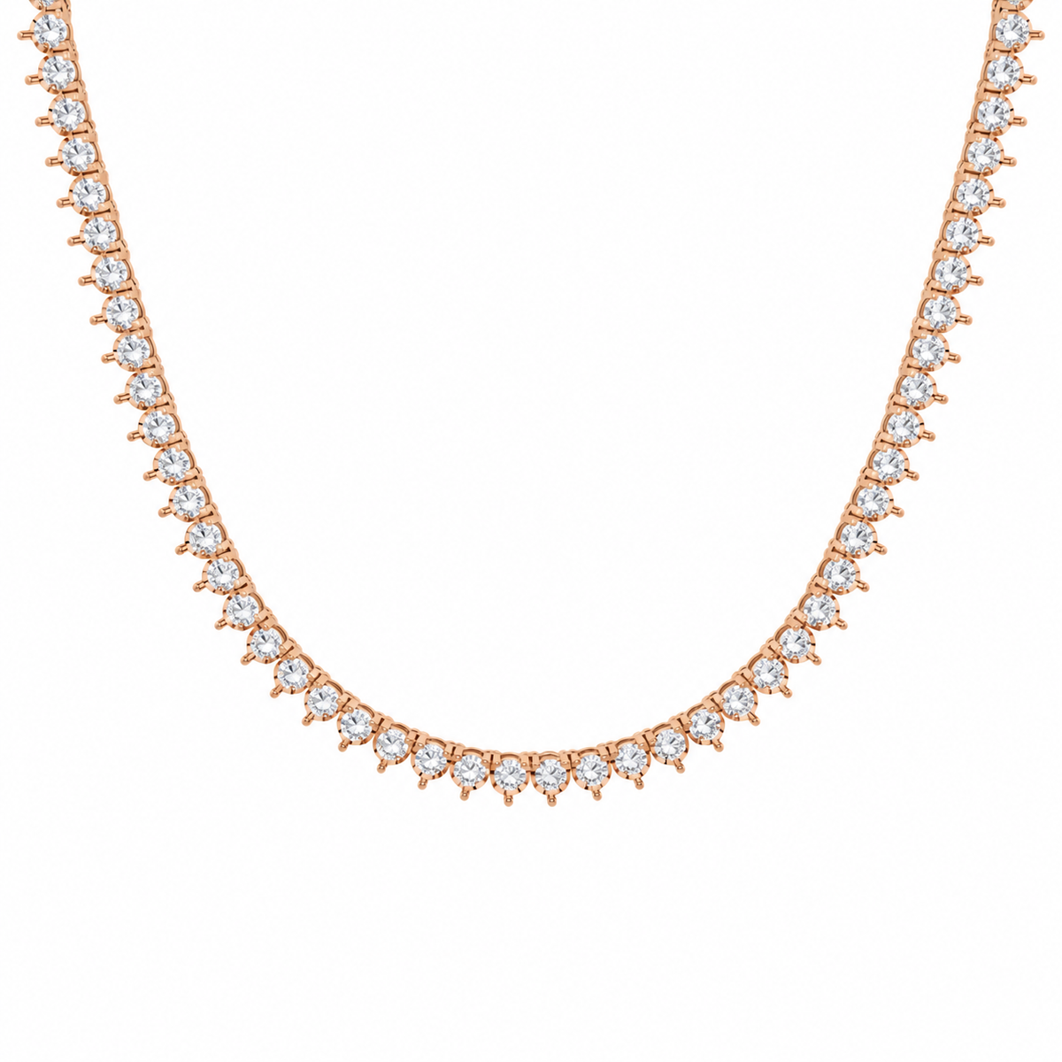 Tennis-Kette 3,4 mm mit Naturdiamanten in Roségold – KI-Besatzvisualisierung