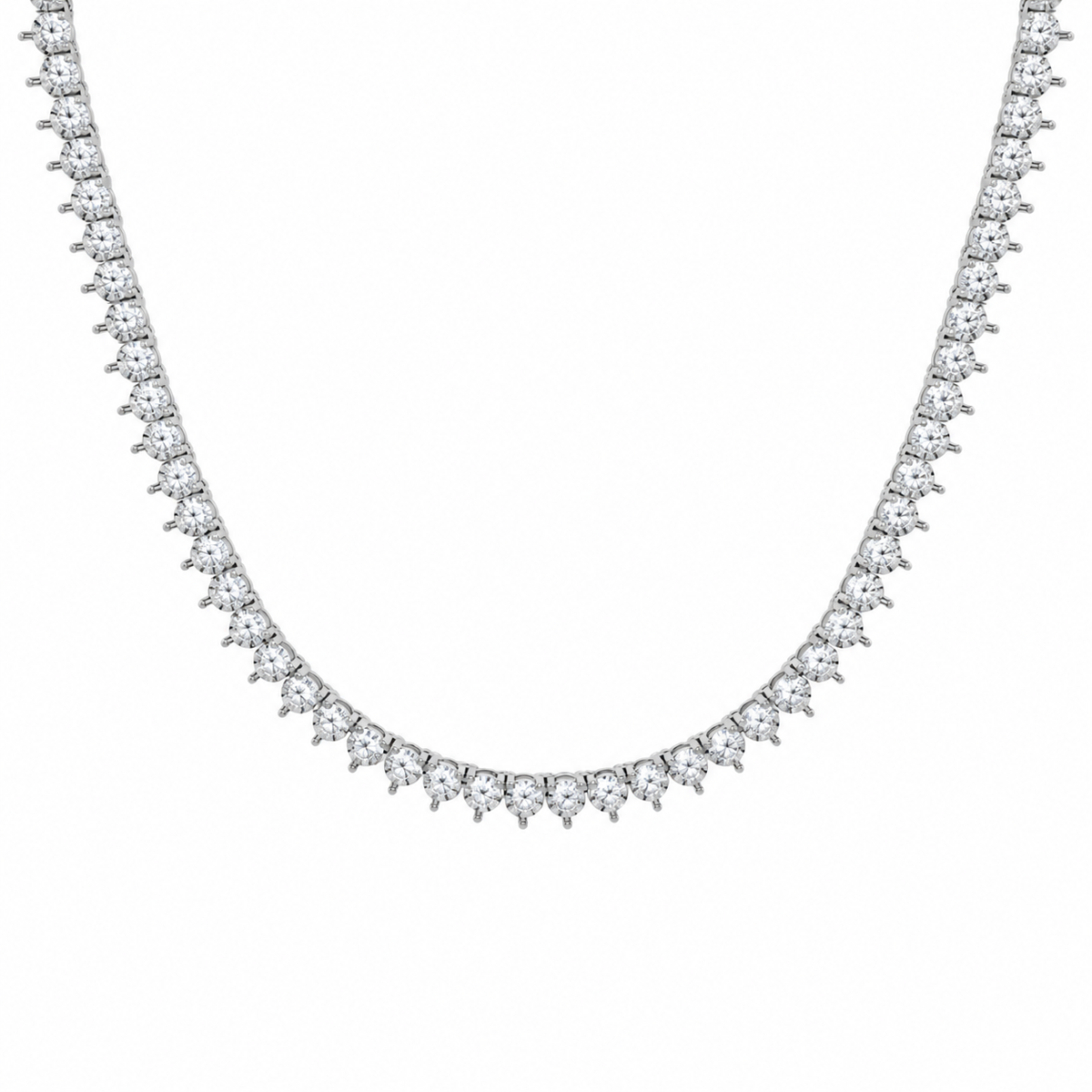 Tennis-Kette 3,4 mm mit Naturdiamanten in Weißgold – KI-Besatzvisualisierung