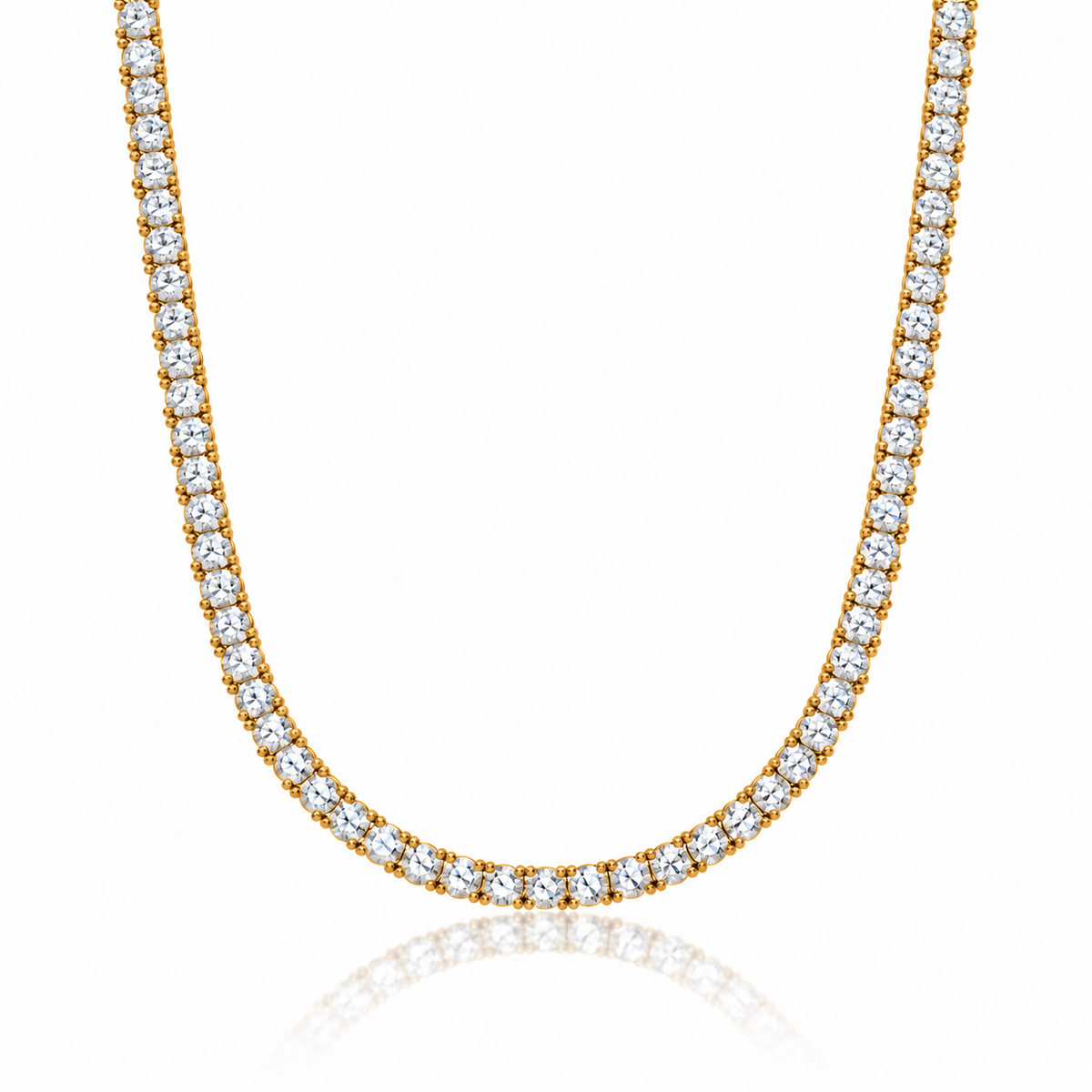 Naturdiamant-Tennis-Kette 3 mm in Gelbgold – KI-Farbvisualisierung