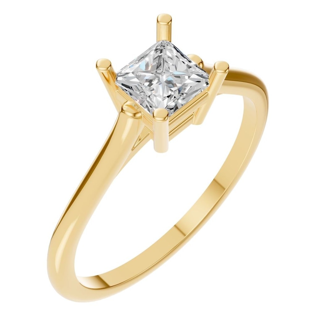 Princess Lab Diamond Solitaire Ring – ca. 0,5 ct | RI-1409 – Ring mit gefasstem Stein