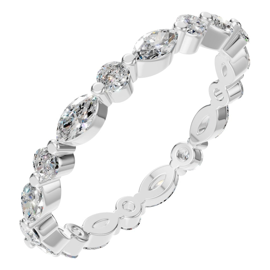 Marquise & Round Lab Diamond Eternity Ring – ca. 0.72 ct | RI-1635 – Weißgold mit Steinbesatz