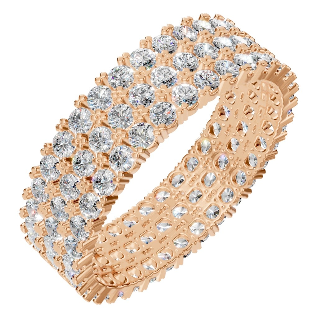 Round Lab Diamond Triple Row Eternity Ring – ca. 2.04 ct | RI-2472 – Roségold mit Steinbesatz