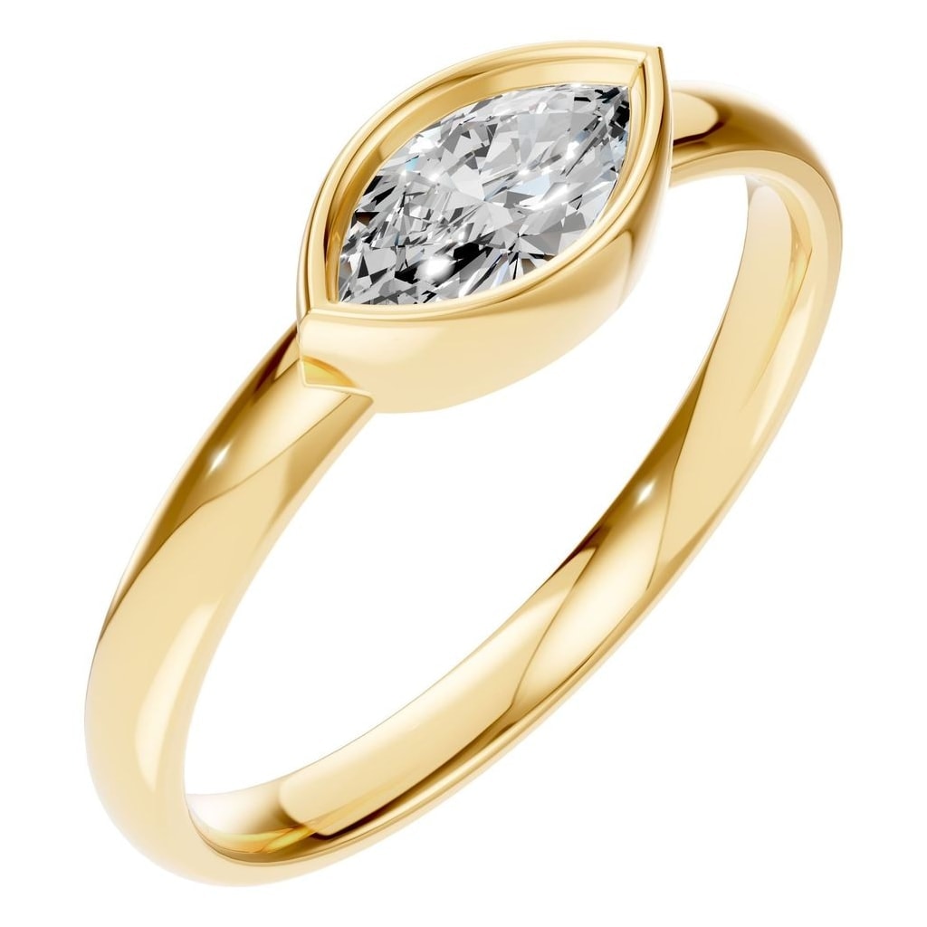 Marquise Lab Diamond Bezel Solitaire Ring – ca. 0,35 ct | RI-3049 – Ring mit gefasstem Stein