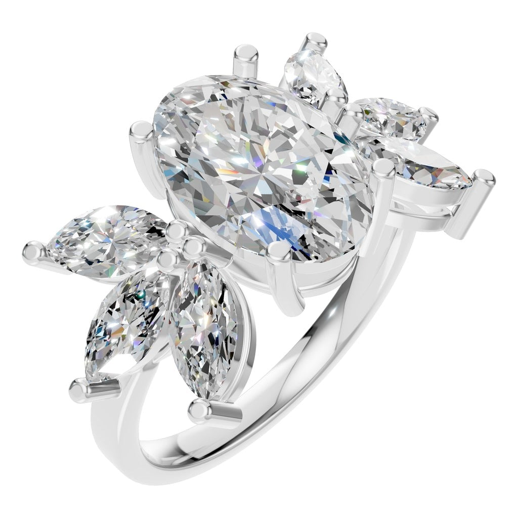 Oval Lab Diamond Accented Multi Stone Ring – ca. 2,5 ct | RI-3097 – Ring mit gefasstem Stein