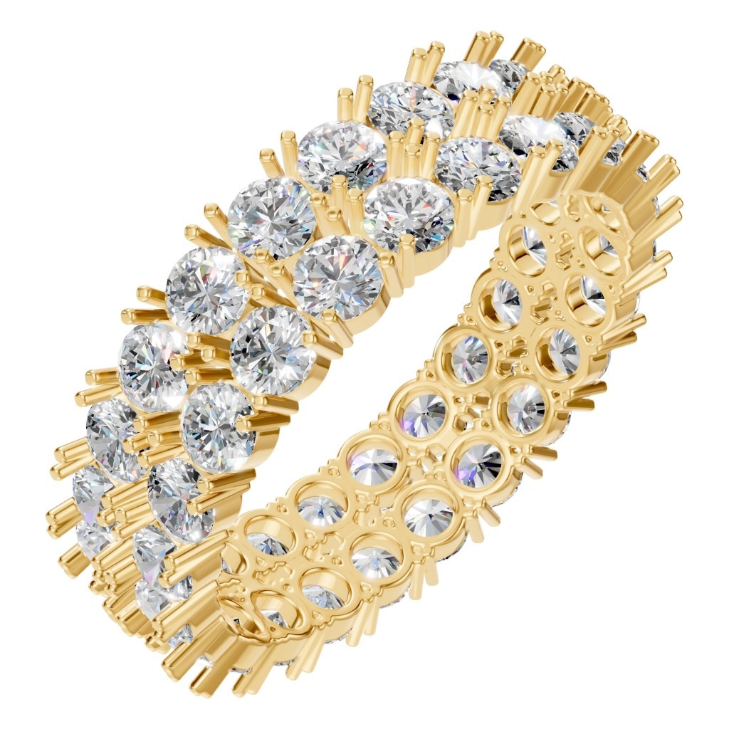 Round Lab Diamond Double Row Eternity Ring – ca. 2.76 ct | RI-3497 – Gelbgold mit Steinbesatz